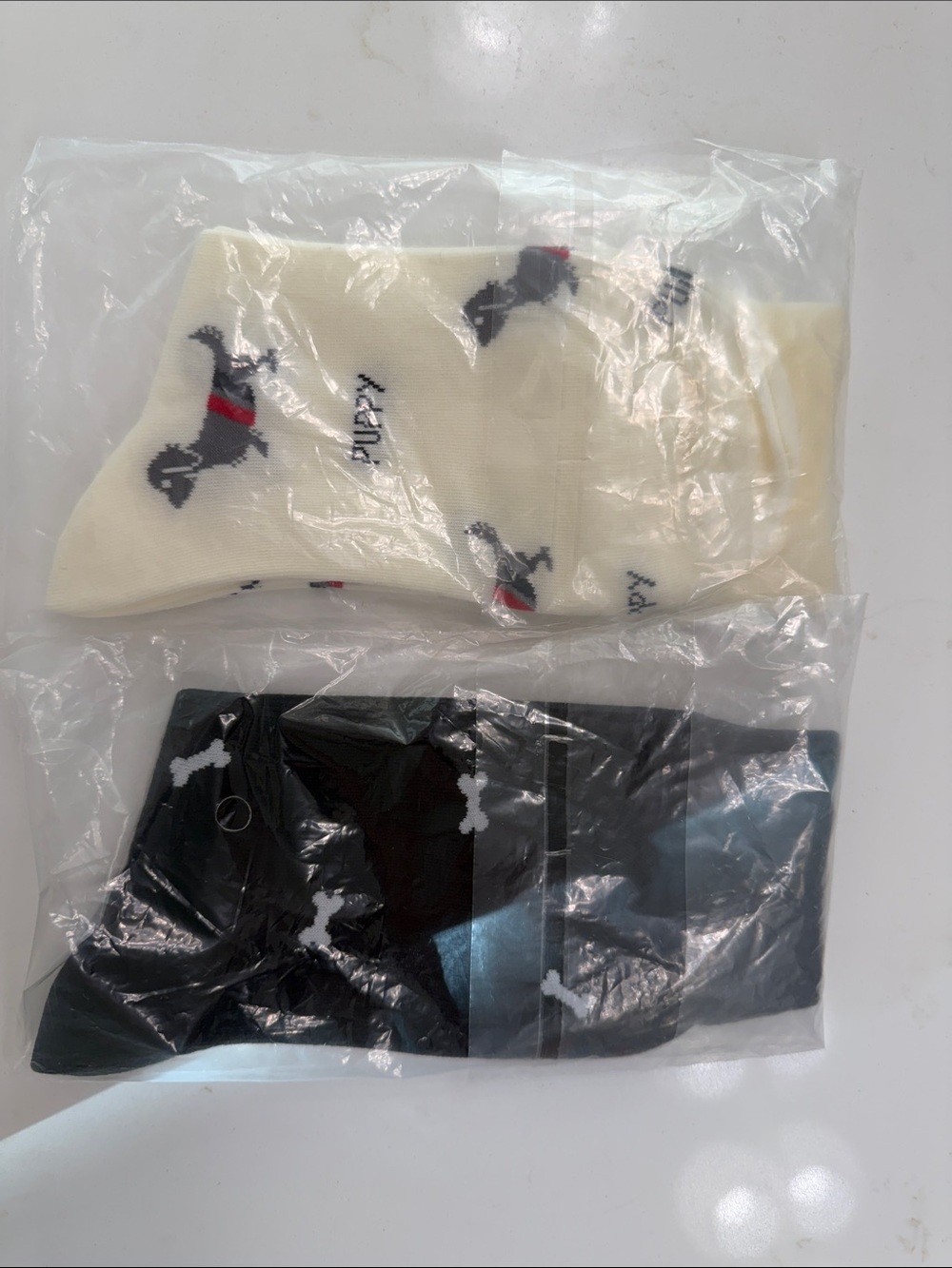 Puma Puppy Crew Socks — Black & Cream with Red Accents - Picture 2 of 2